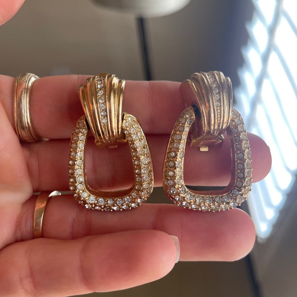 Elegant Gold and Silver Crystal Earrings